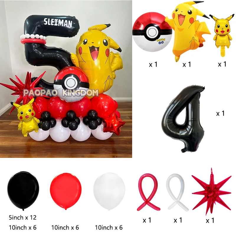 Pikachu-Themen Geburtstagsballon-Set Party-Deko Folienballons Latexballons Party-Paket – Detail 4