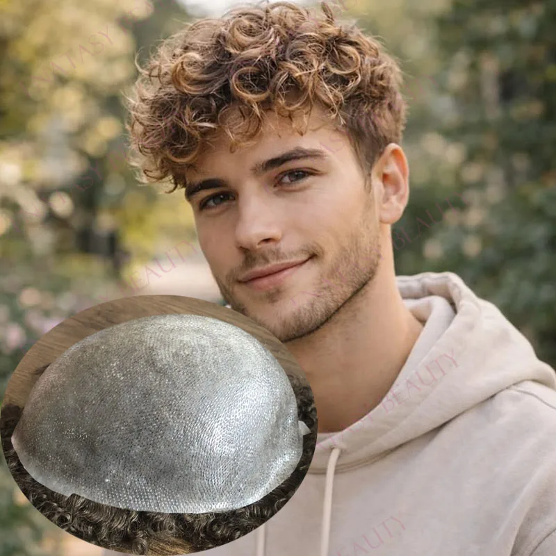 

Мужские парики MicroThin Skin 0.06-0.08 мм, 22 мм, кудрявые, 100% натуральные человеческие волосы, с естественной линией роста волос, сверхпрочные # 20 # Серый парик-накладка цвета пепельного блонда 7 Ash Blonde Grey Toupee