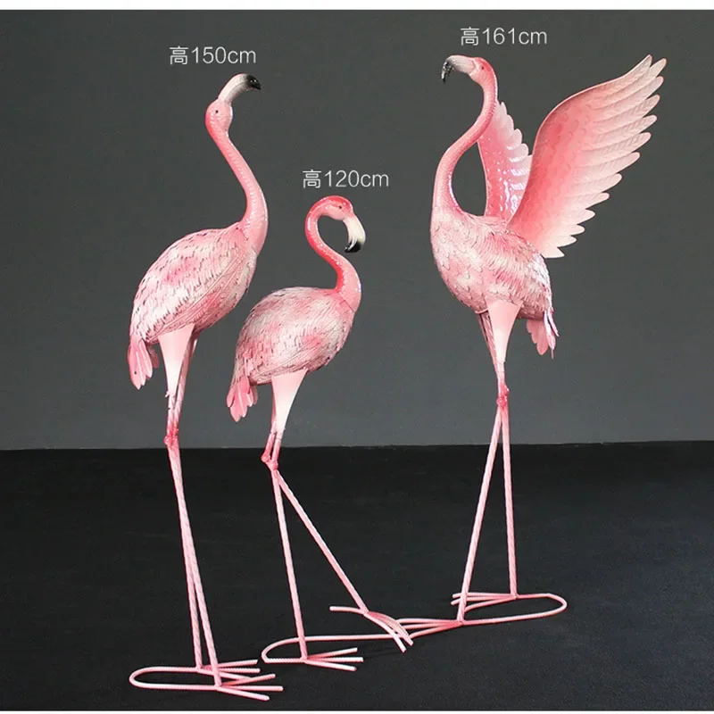 Gardening Large Flamingo Statues Decoration Iron Art Creative Outdoor For Garden Holiday Cottage Country House Ornaments Decor