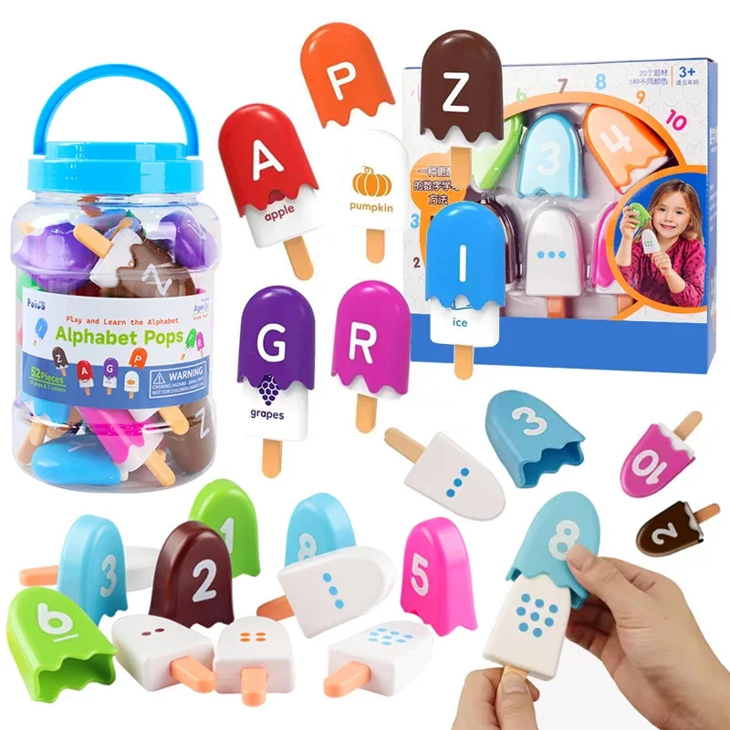 Kid Ice Cream Number Matching Game Montessori Parish Toy Digit Counting Color Cognitive Letter Learn Sensory Educatioal Toy Gift