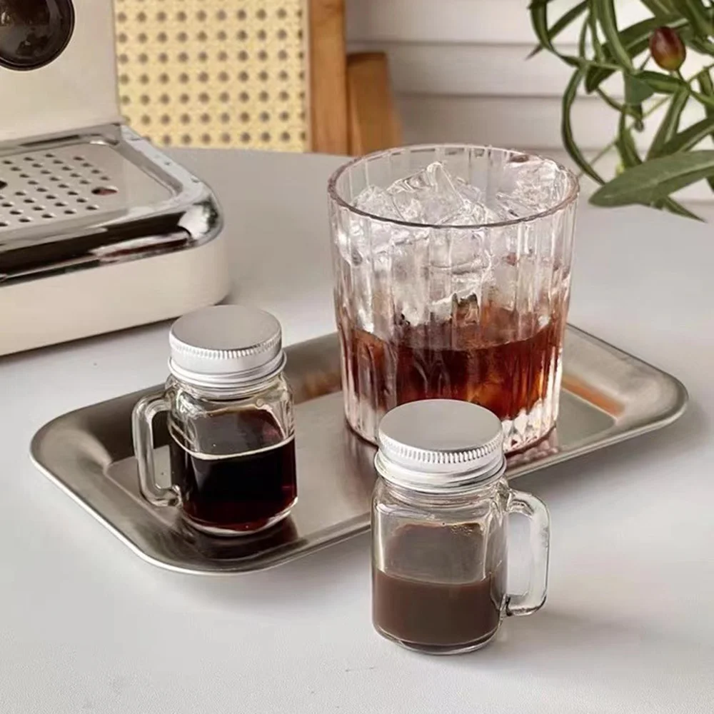 1pc Portable Mini Mason Jar For Jam Honey Leakproof Coffee Milk Juice Bottle With Lid Home Party Bar Vodka Spirits Shot Glass