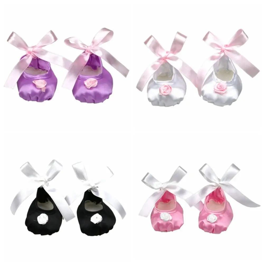 1 Pair Cloth Bow Doll Shoes Low Top Bowknot Mini Ballet Shoe Handmade Tie Up Doll Mini Shoes Dollhouse Miniature