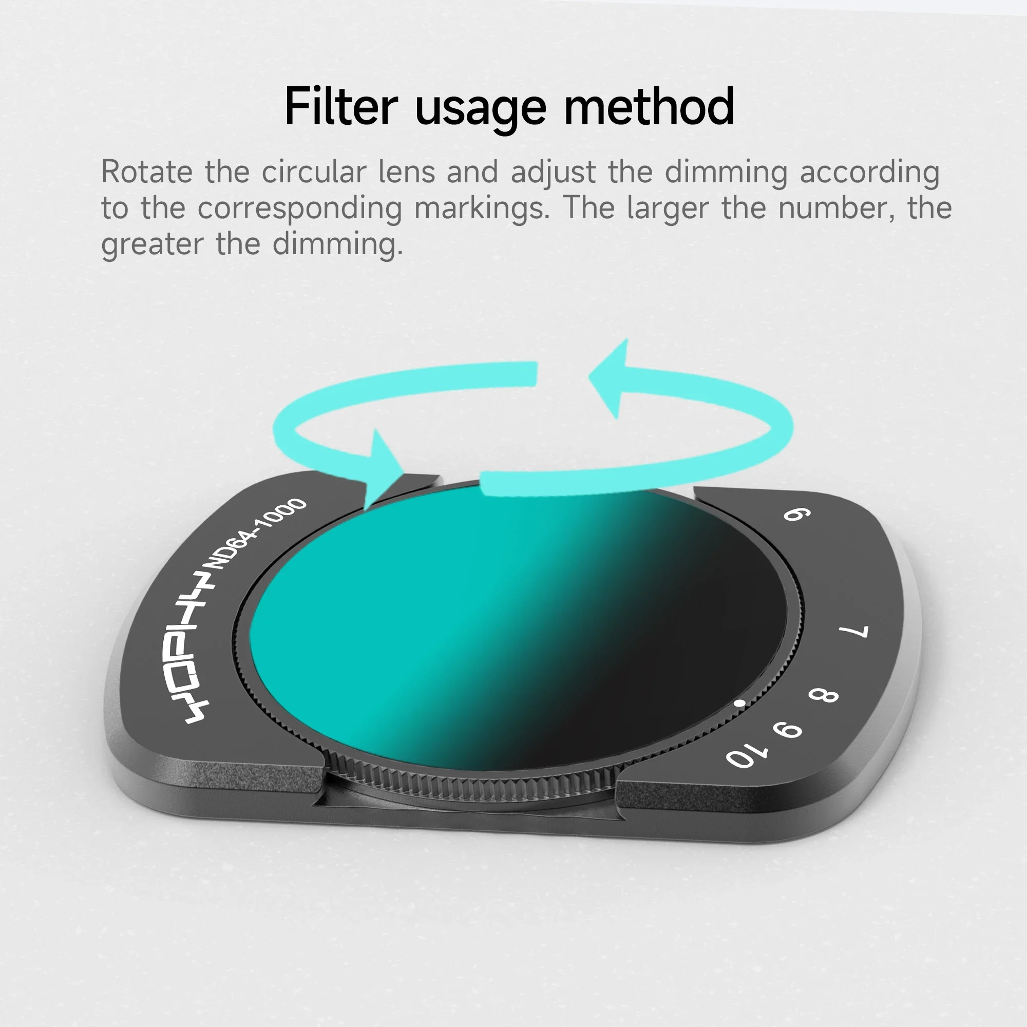 YOPHY المغناطيسي ND64-1000 مرشح الكثافة المحايدة لـ DJI OSMO Pocket 3، طلاءات مقاومة للماء والغبار مكونة من 16 طبقة