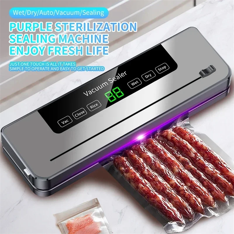 220V Food Vacuum Sealer Machine 5 Modes Dry and Wet Automatic Vacuum Sealer with 10Pcs Bags Home Kitchen Food Preservation