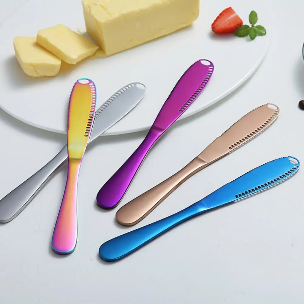 Butter Knife Holes Cheese Dessert Knife Stainless Steel Jam Knife Cutlery Toast Wipe Cream Bread Cheese Cutter Kitchen Tools