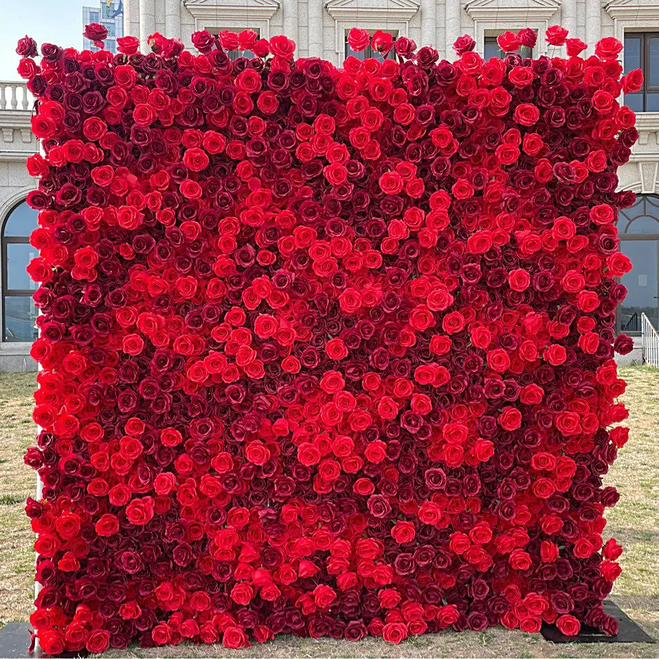 

Luxury 5D Artificial Red Rose, Blue Rose Ggradient Wall Outdoor, Wedding Party Wall Background Decoration Props