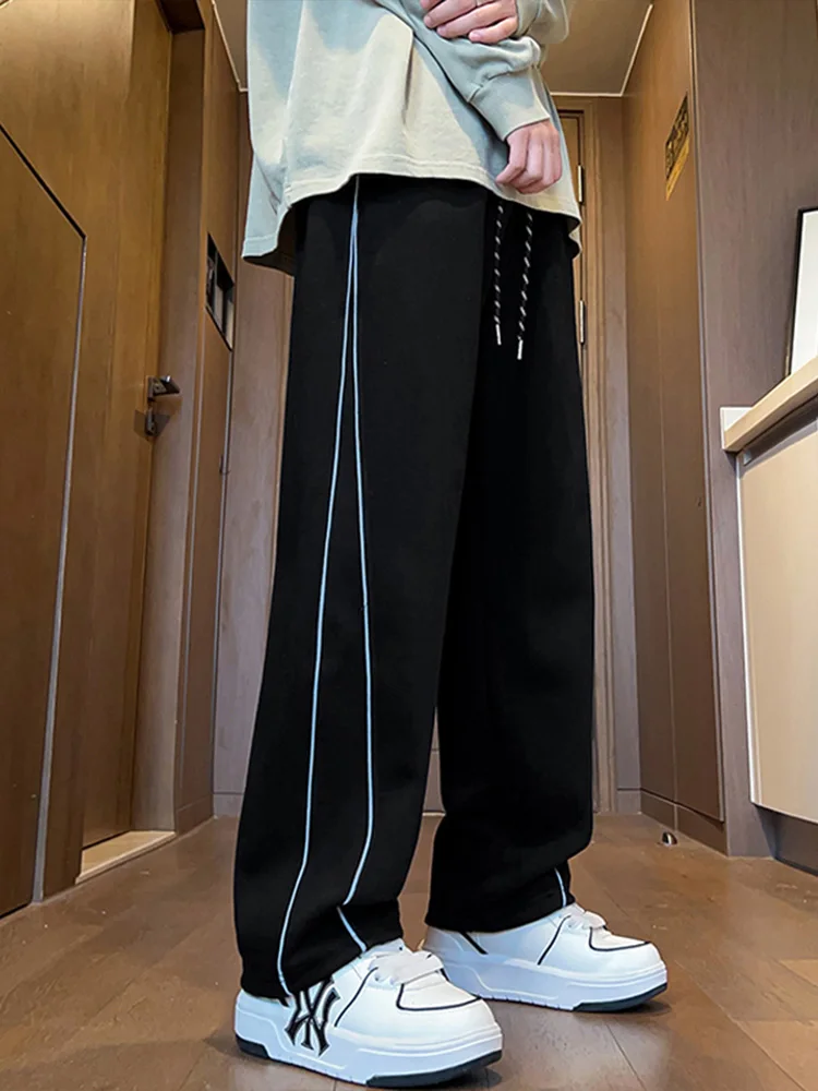 

Модные мужские повседневные брюки весна-осень 2025: новые свободные прямые спортивные длинные брюки для подростков с удобной эластичной талией