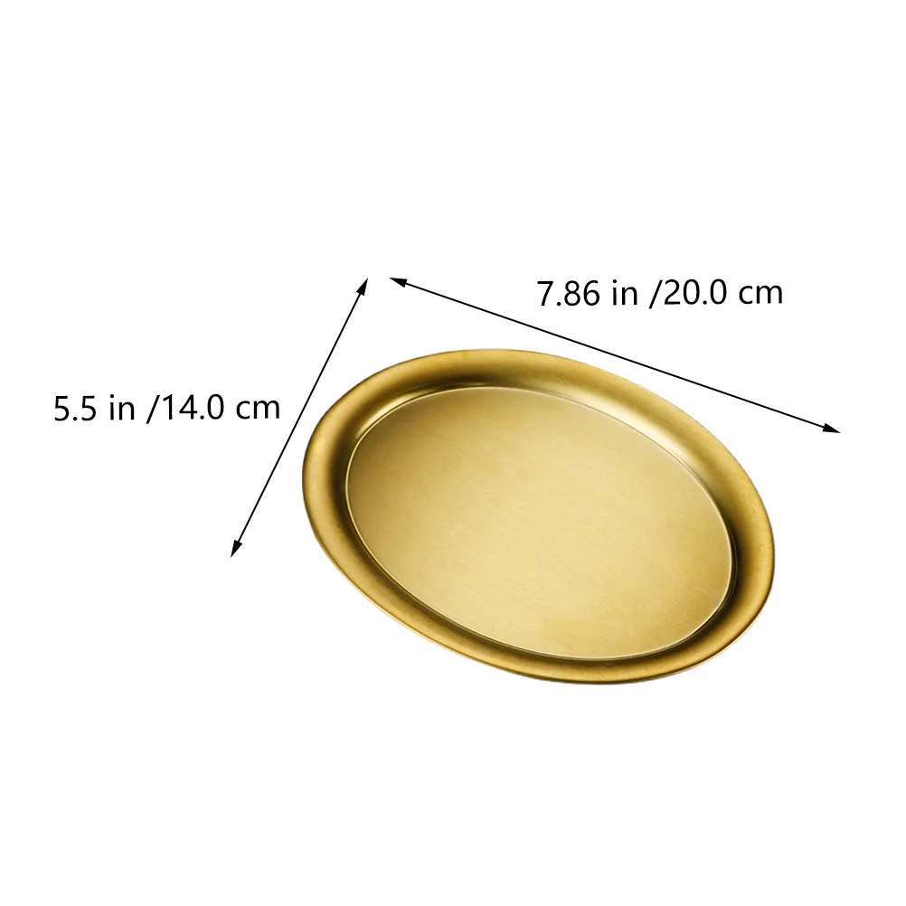 

1Pcs Stainless Steel Barbecue Oval Plate Heat Resistant Snack Food Serving Tray Multi Functional Kitchen Tableware