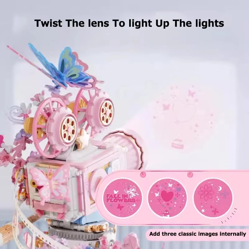 MOC Schmetterling Schatten Kamera Blume Baustein Set Fantastische Fotografie Ornamente Schreibtisch Dekoration Kinder Geburtstag Geschenke