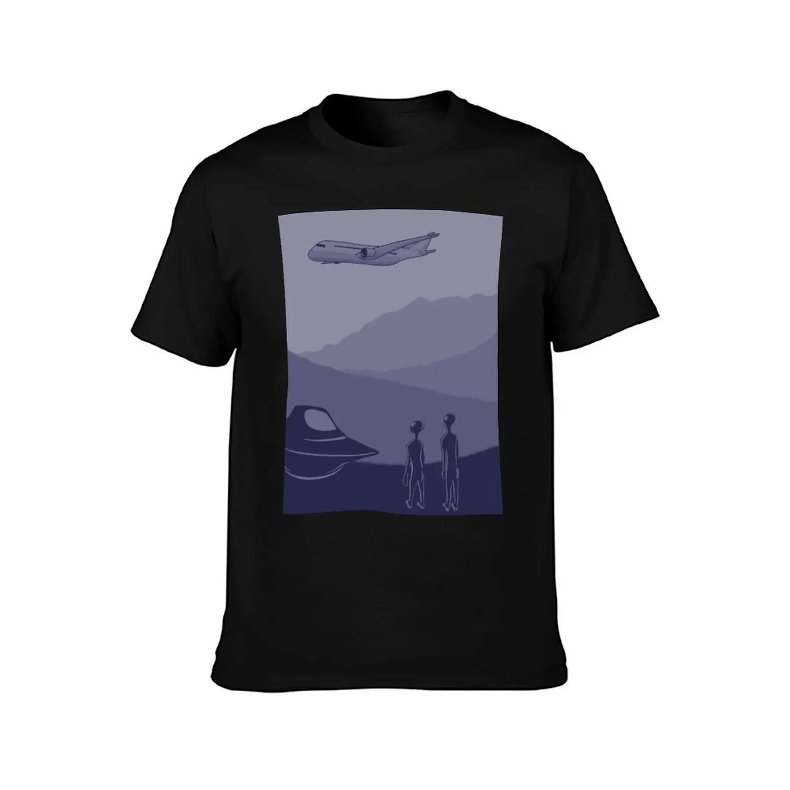 Identified Flying Object T-Shirt, Summer Casual Cotton Tee, Oversized Streetwear Tops, Vintage Graphic Print, Unisex Men Women