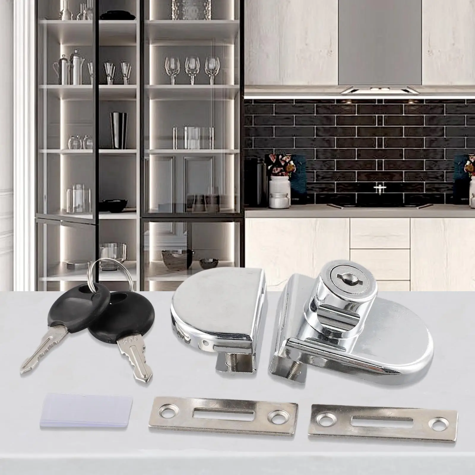 Zinc Alloy Double Door Lock for Glass Cabinets Designed for Display Cabinets with Glass Thickness Range 5mm to 8mm