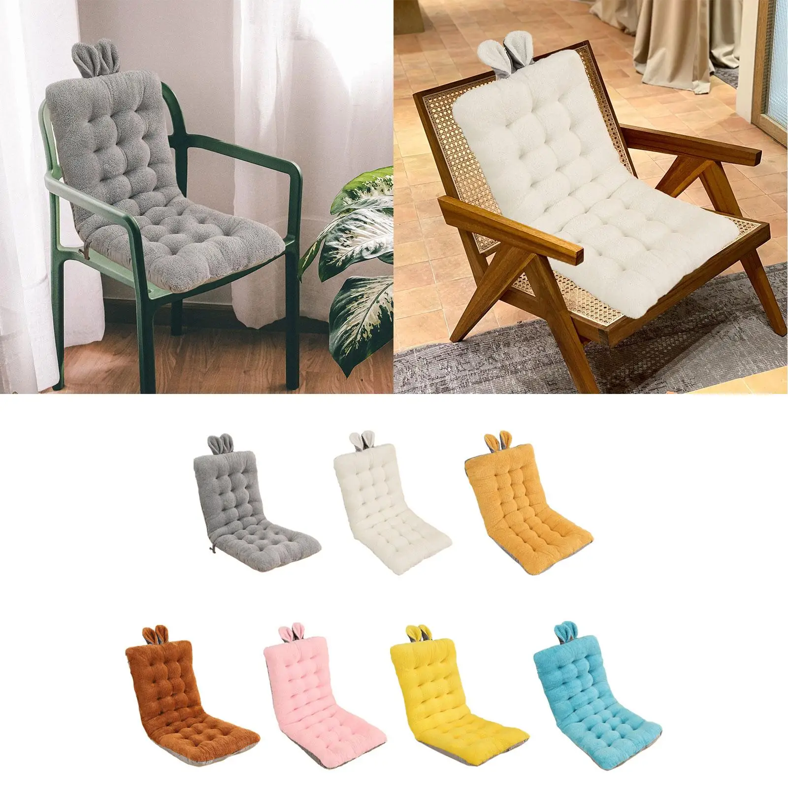 Office Chair Cushion Plush Soft Chair Mat Chair Seat Pad Back Cushion with Ties for Bedroom Living Room Dorm Apartment Patio