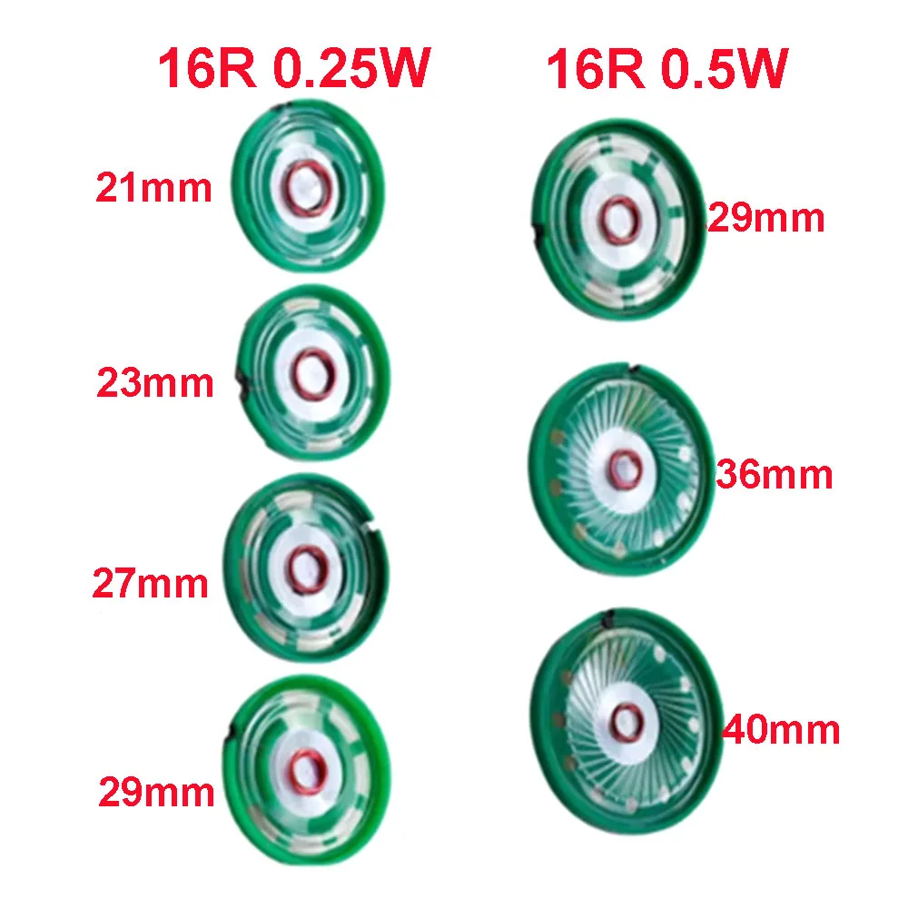 2szt. 8/16/32Ohm Ohm 0.25W 0.5W Głośnik tubowy 8R 16R 32R 20mm 21mm 23mm 27mm 29mm 36mm 40mm Średnica Głośnik głośny