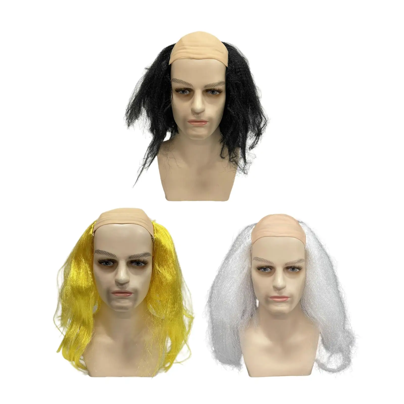 

Cap Wig Easy to Care Long with Hair on Sides ing Costume Accessory for Anime