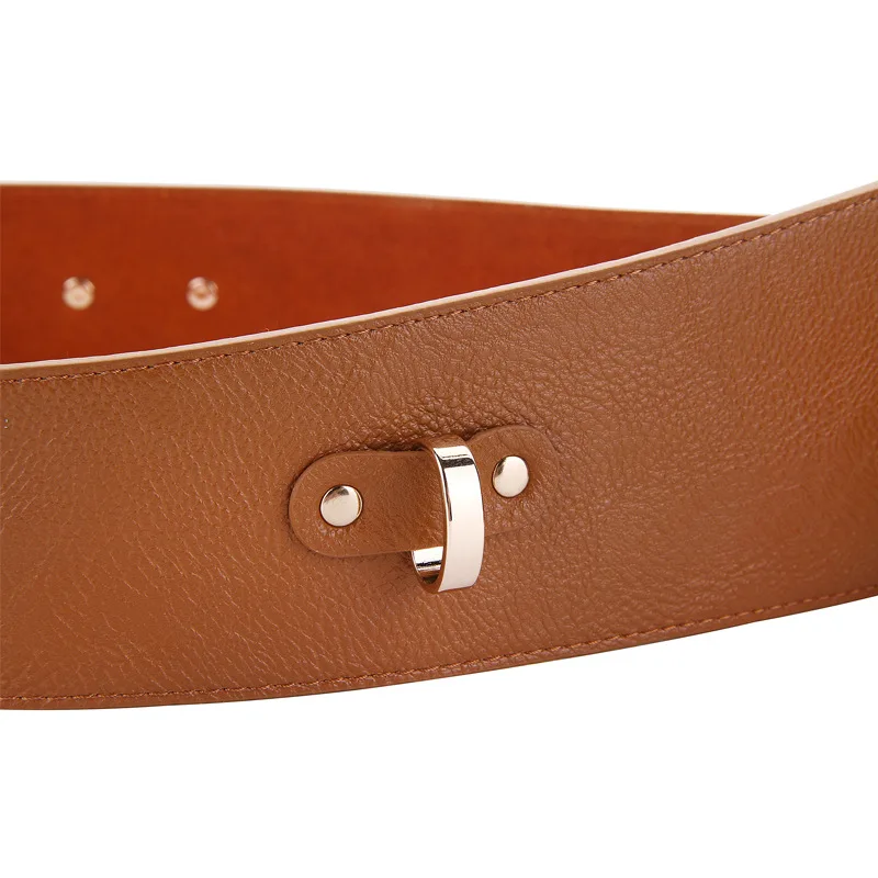 Womens Obi Riem Vintage Leer Echt Lederen Elastische Taille Riem Mode Brede Riemen