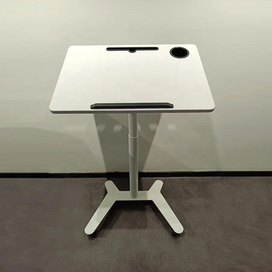 

New Design Modern Home Office School Ergonomic Laptop Table Gas Lifting Mobile Sit Stand Desk Pneumatic Height Adjustable Desk