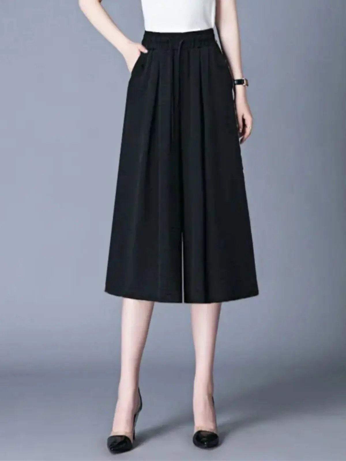 

Summer Ice Silk Pleated Casual Pants Women's Loose Slimming Drapey Thin High Waist Wide Leg Commute Style Korean Fashion
