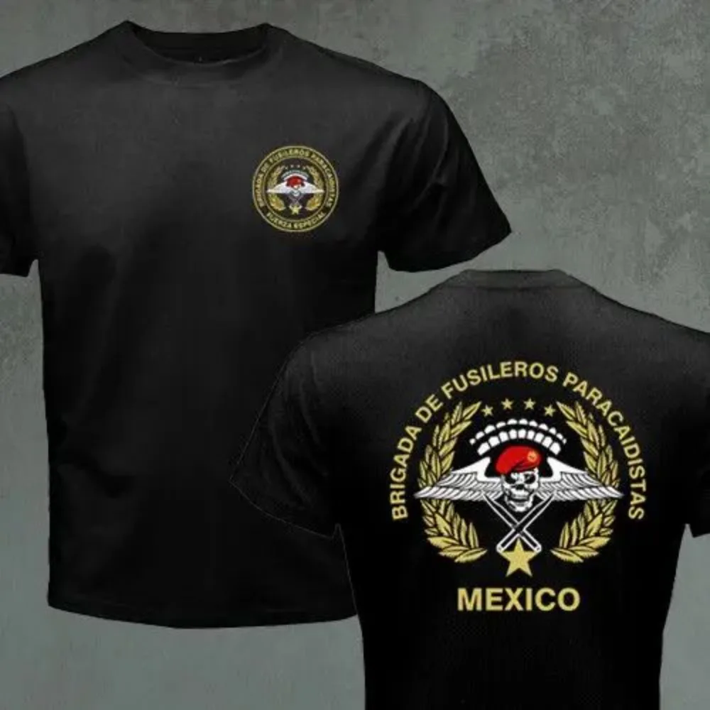 Mexico Parachute Rifle Brigade Paracaidistas Paratrooper Airborne Army T-shirt Short Sleeve Casual Print Cotton T-Shirt