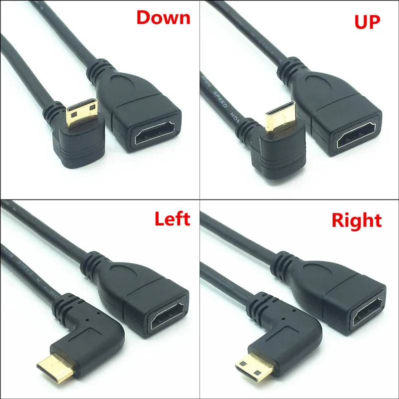 

1080P Mini HD Standard C to HDTV Cable Male to Female 90 degree Right Angled Converter Adapter M-F Extension Adapter Connector