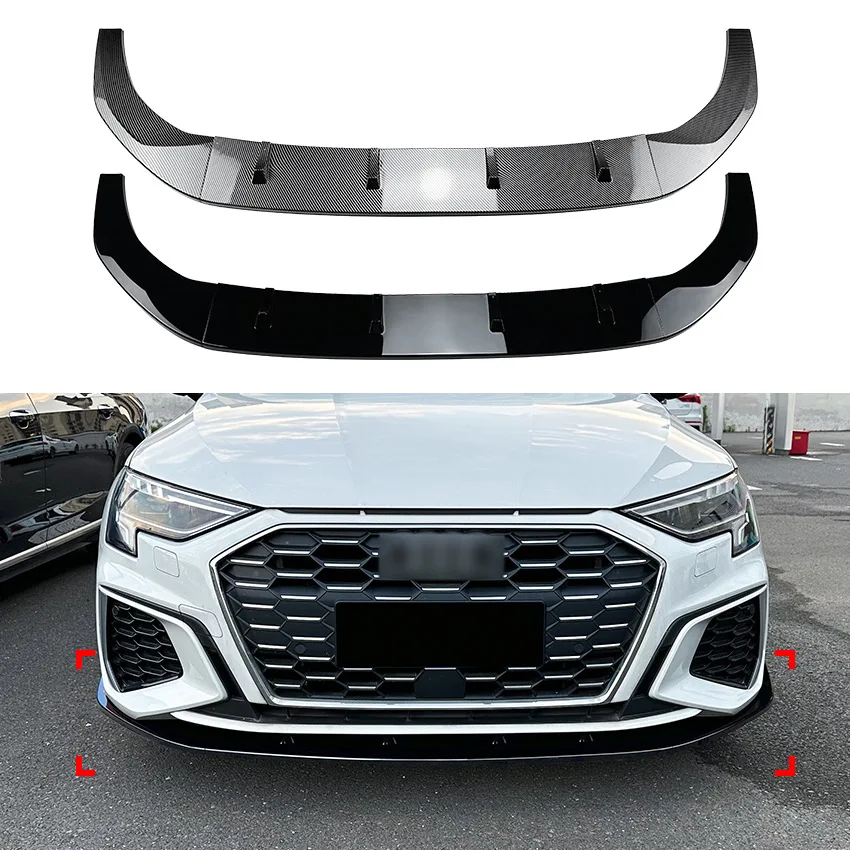 

Подходит для Audi A3 8Y S3 2021 + передняя планка, передняя губа и передняя лопата, комплект аэродинамики для внешней модификации