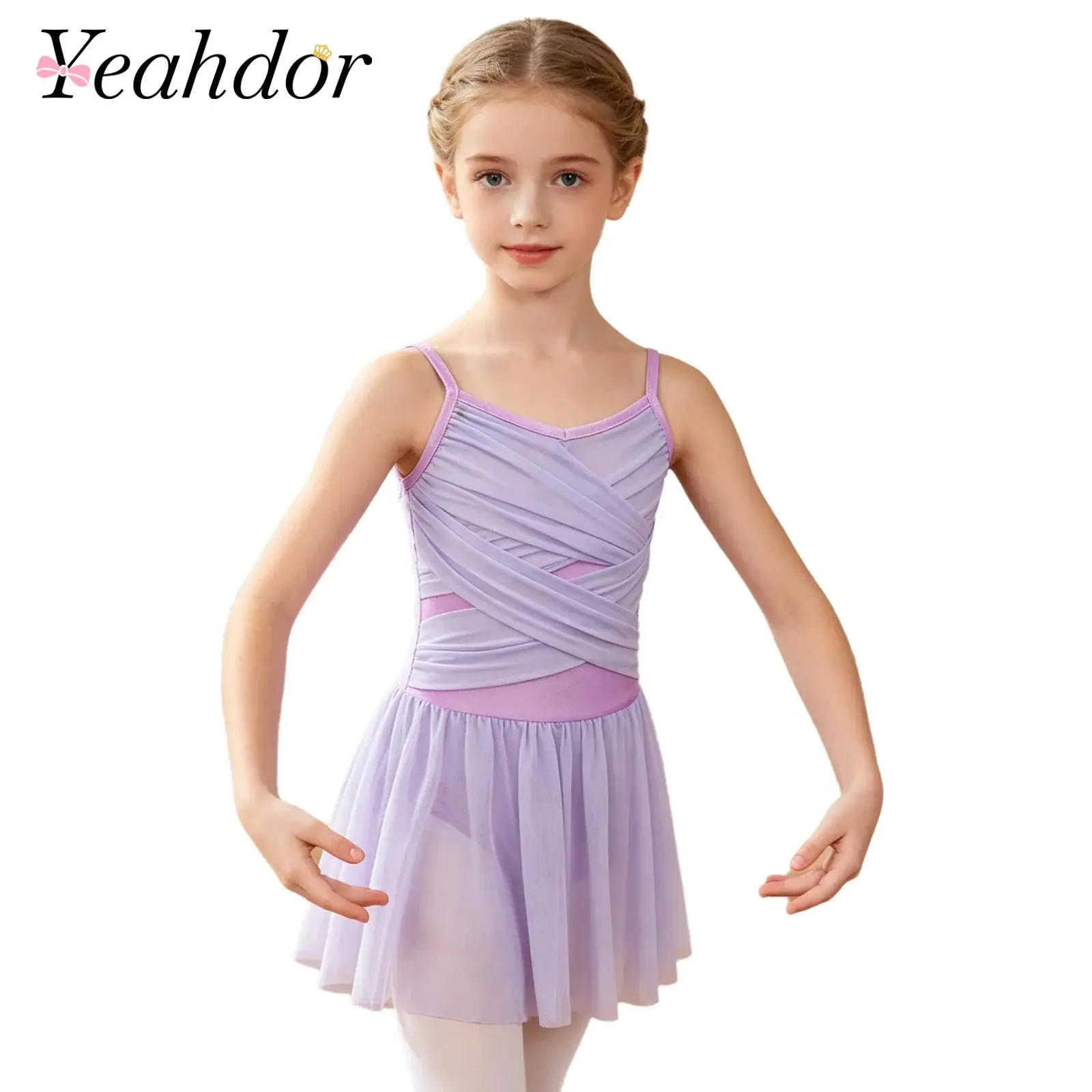Kids Girls Lyrical Dance Dress Sleeveless Ballet Gymnastics Leotard Dresses Fairy Party Modern Contemporary Dancing Costume