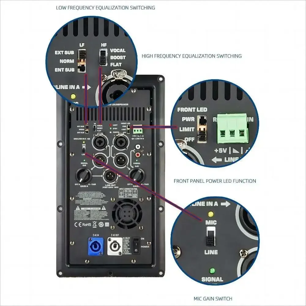 وحدة مكبر الصوت النشطة 1000 واط فئة D مضخم الطاقة المعياري الواسع لمكبر الصوت الاحترافي