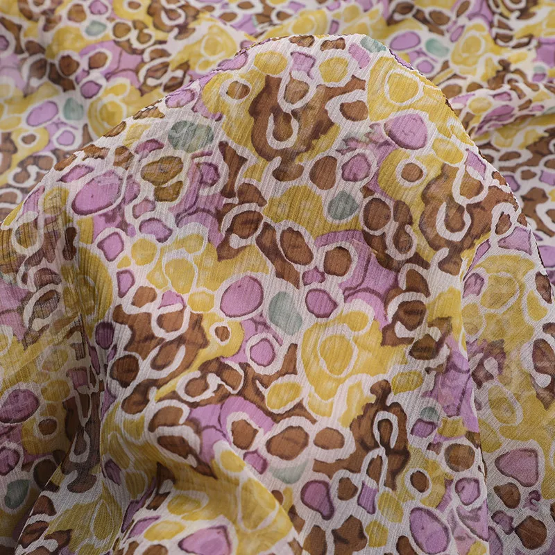 

Limited 12Momme 114cmwidth Printed Silk Smooth Textile Light Summer High Grade MulberrySilk Clothing Fabric