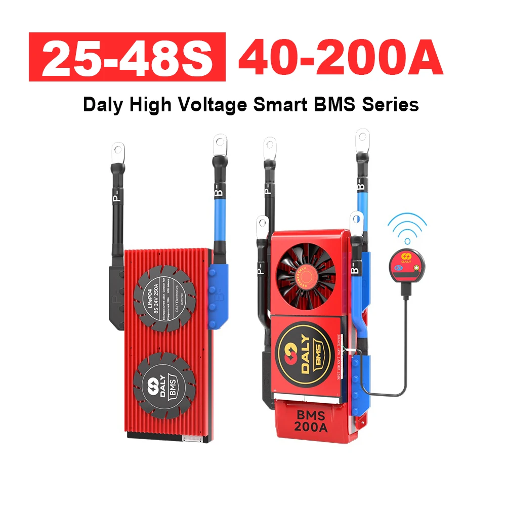 

Daly High Voltage Customized Smart BMS 25S 26S 28S 30S 32S 34S 35S 36S 40S 42S 45S 46S 48S 72-156V 40-200A Li-ion Lifepo4 BT