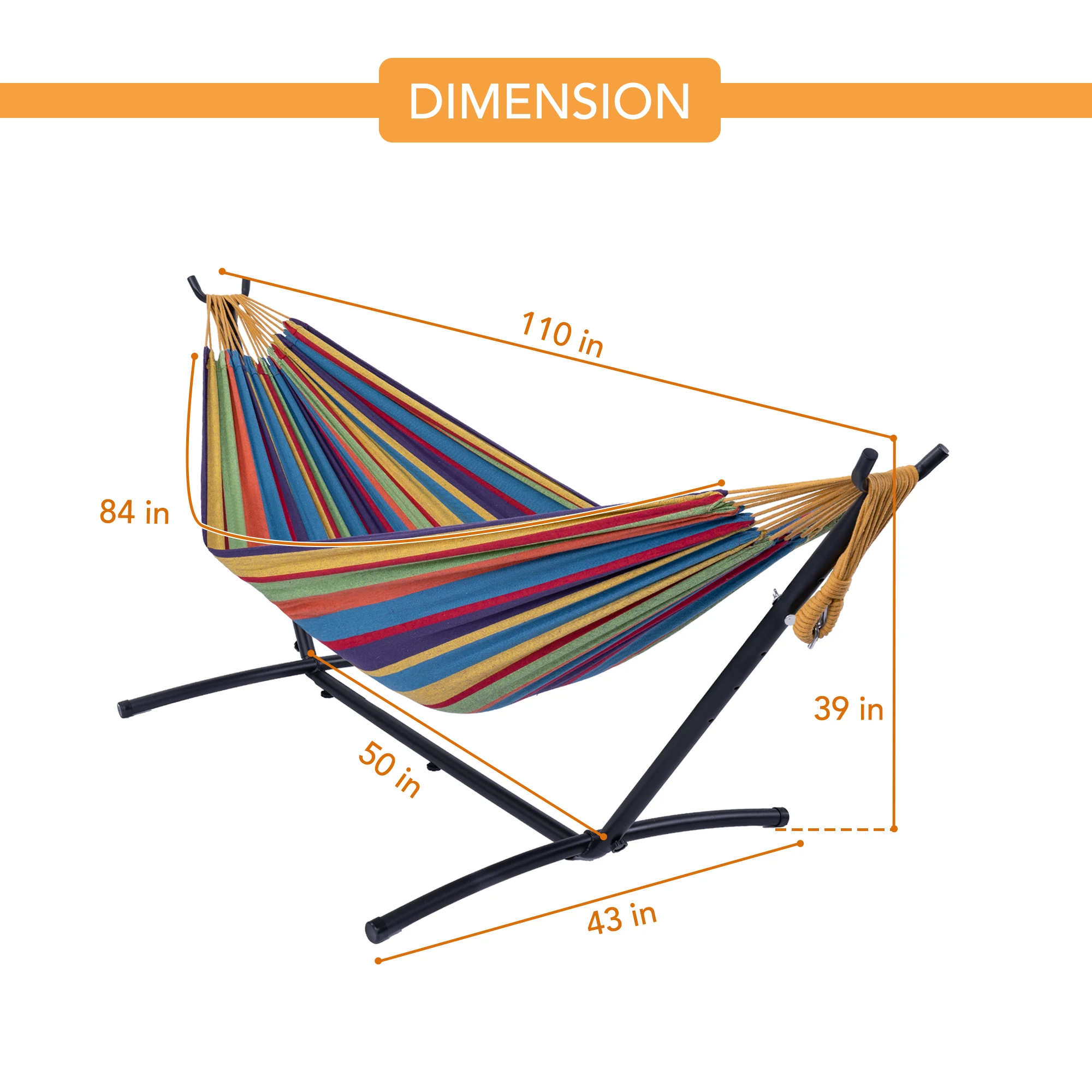 custom print portable outdoor rainbow garden travel camping polyester cotton canvas hammock with stand