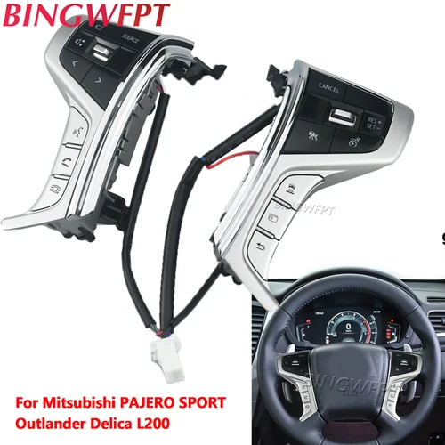 Interruptor de Control de crucero para Mitsubishi PAJERO SPORT 2015-2022 Outlander Delica L200, botón de Audio Multimedia para volante, nuevo