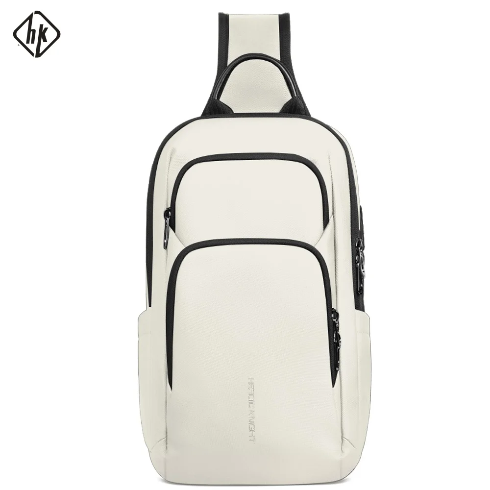 HcanKcan Men Casual Sling Bag Lightweight Water-Resistant Chest Crossbody Bag Anti-Theft Shoulder Messenger Pack For Work Travel