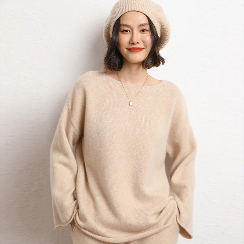 New Fashion Freeshipping 2023 Winter Knitwears Plus Size Women Sweater 100% Pure Cashmere Pullover Loose Women\'s Clothing SWS01