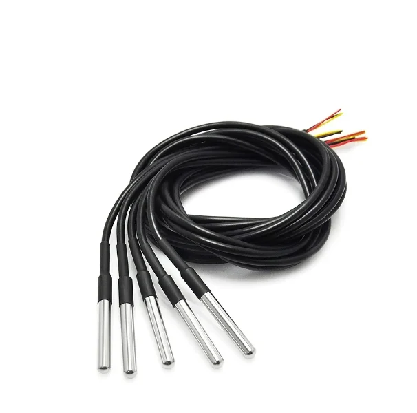 5/10 pcs DS18b20 temperature probe temperature sensor 1M 2M 3M DS1820 Stainless steel package Waterproof 18B20 100cm/200cm/300cm