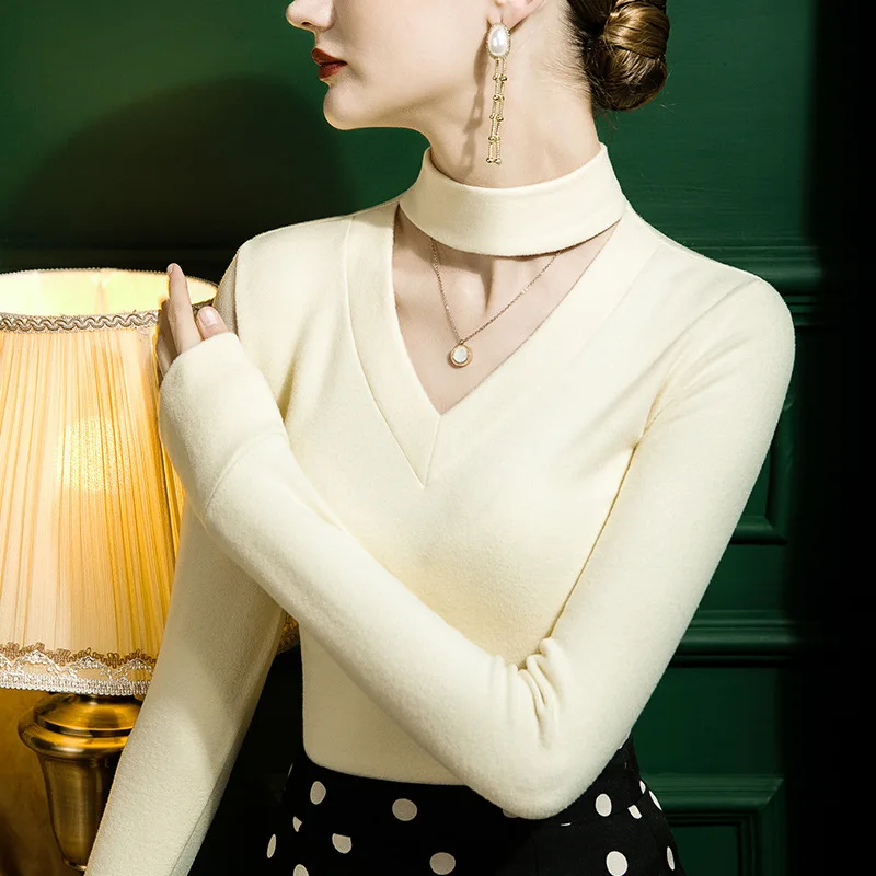 

Halter Neck Thermal Top: Women's Warm Double-Sided Fleece Baselayer with Sheer Panels, Slim-Fit & Chic Winter T-Shirt