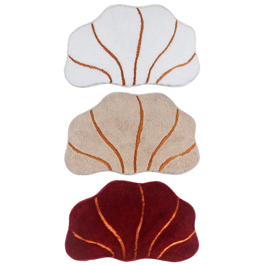 Floor Mat Shell Shape Entrance Door Mat Flocking Microfiber Bathroom Absorbent Non-slip Mats Household for Home Bathroom Decor