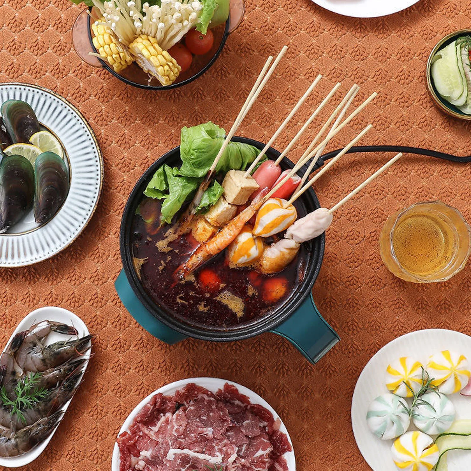 

Электрическая кастрюля 1,8 л, 600 Вт, портативная, легко чистящаяся кастрюля для рамэна с лапшой для домашнего офиса, вечеринки, кухни, общежития