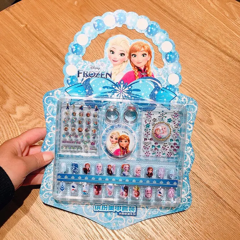 Disney Children\'s Nail Sticker Set Elsa Princess Dress Up Cute Kawaii Stickers Waterproof Nail Art Stickers Frozen Girl Gift Toy