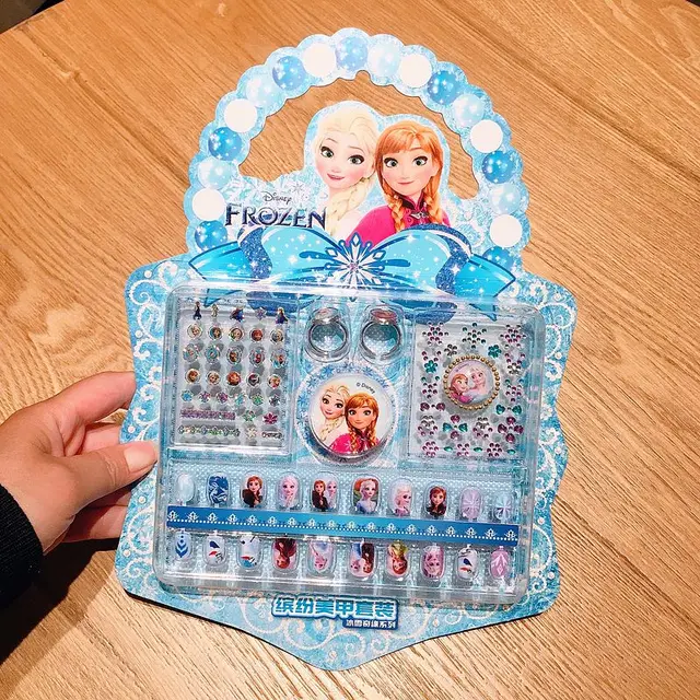 Disney Zestaw naklejek na paznokcie dla dzieci Elsa Princess Dress Up Cute Kawaii Naklejki Wodoodporne naklejki na paznokcie Frozen Girl Gift Toy