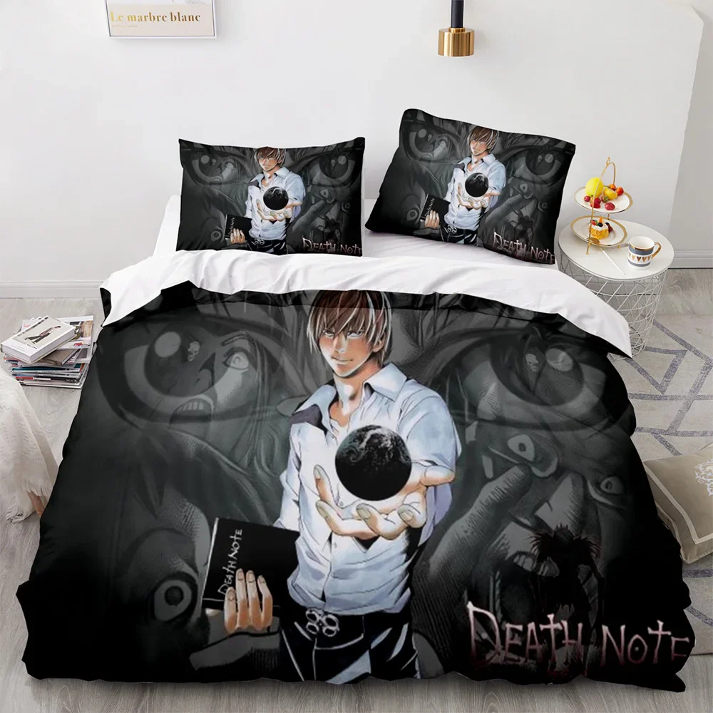 3D Death Note Anime Bedding Set Soft Quilt Duvet Cover with Pillowcase for Single Twin Full Queen King Size Decorative Bed
