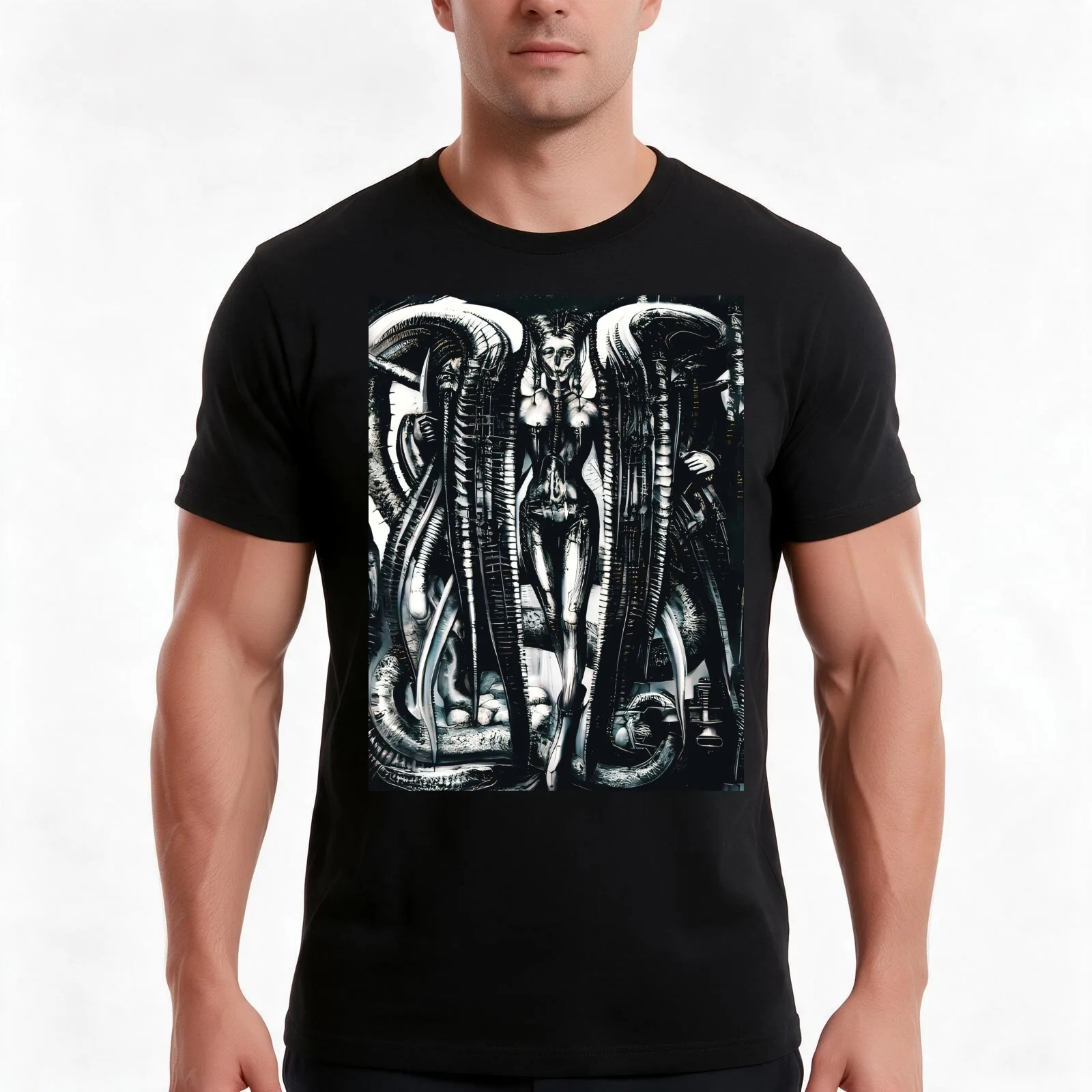 HR Giger Lilith Steampunk T-Shirt Summer Casual Cotton Tee Oversized Streetwear Tops Vintage Graphic Print Unisex Men Women