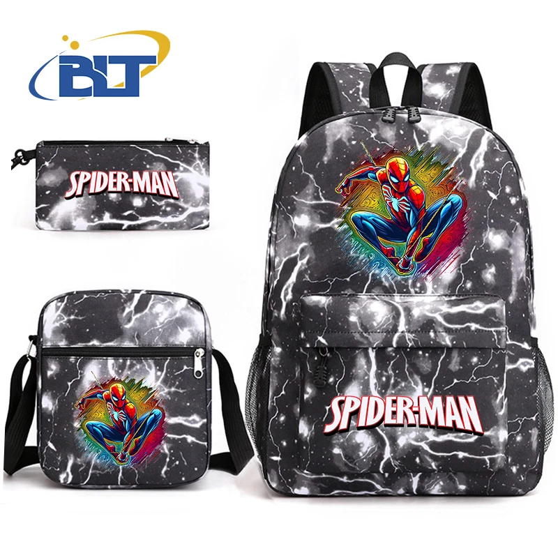 

Spiderman Printed Children Backpack Set Youth Student Schoolbag Pencil Bag Shoulder Bag 3-piece Set Kids Gift