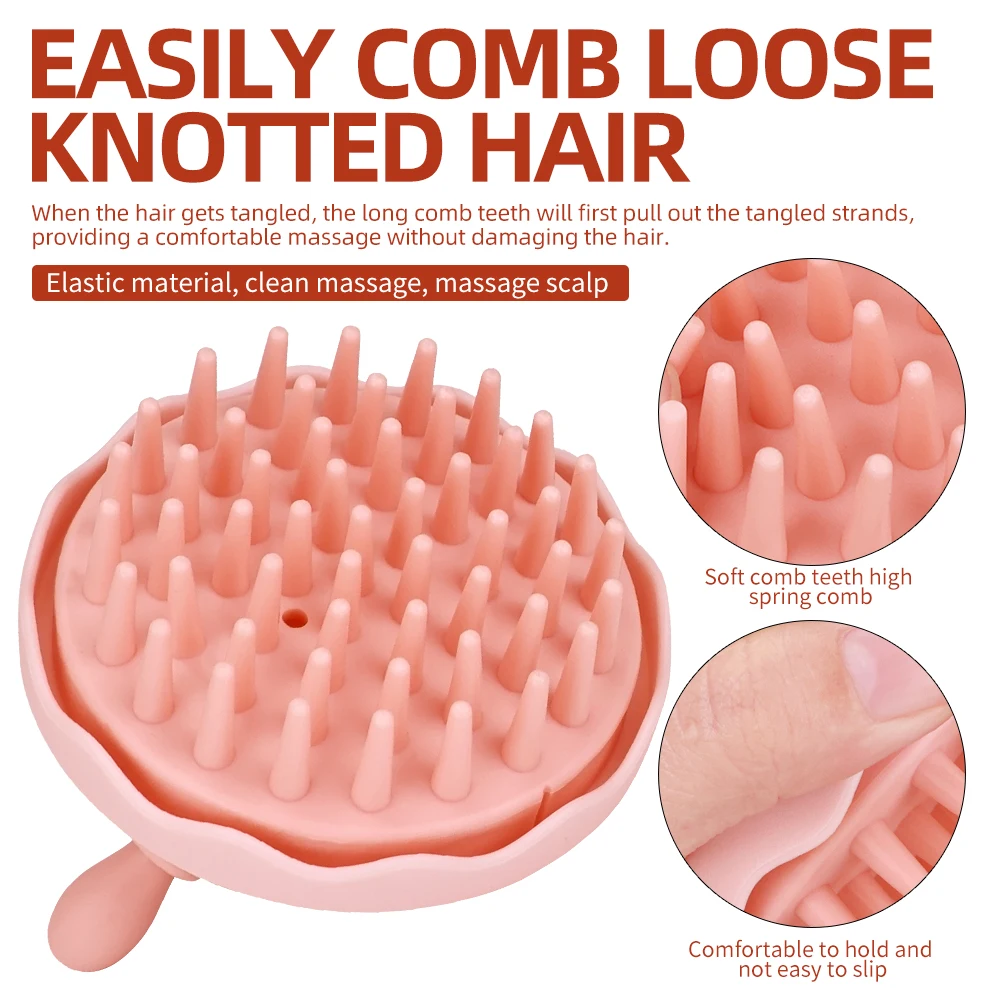 Cute Ice Cream Silicone Shampoo Brush with Hidden Mirror, Soft Bristles Scalp Massager for Deep Cleansing, Scalp Care & Relaxing