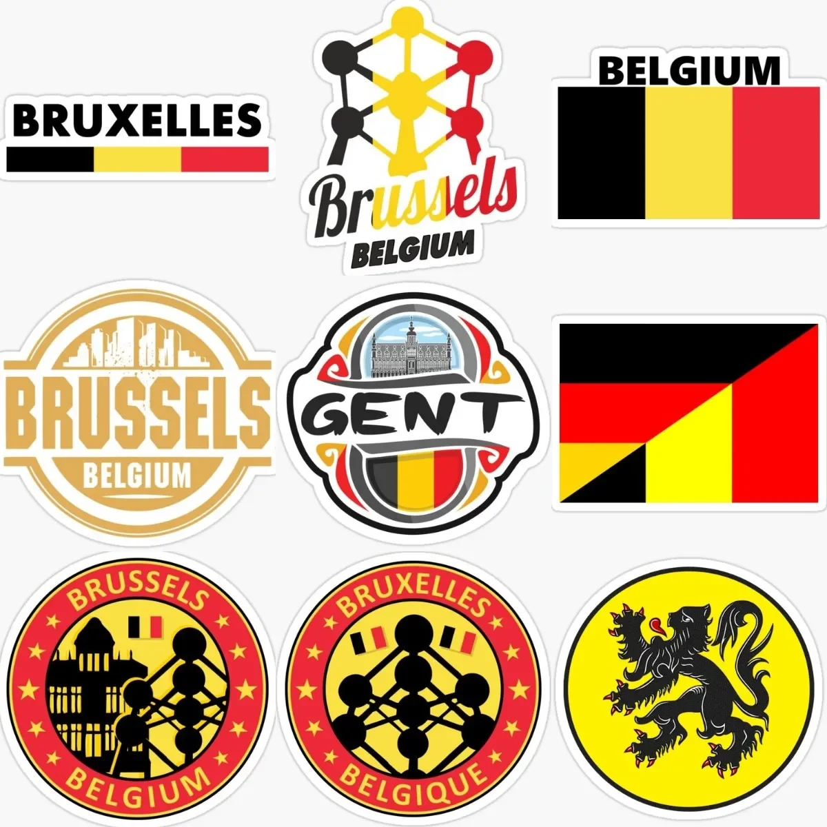 

Brussels Belgium Flag Creative Badge PVC Sticker for Covered Scratch Decorate Bicycle Car Motorcycle Laptop Camper Room Wall Van