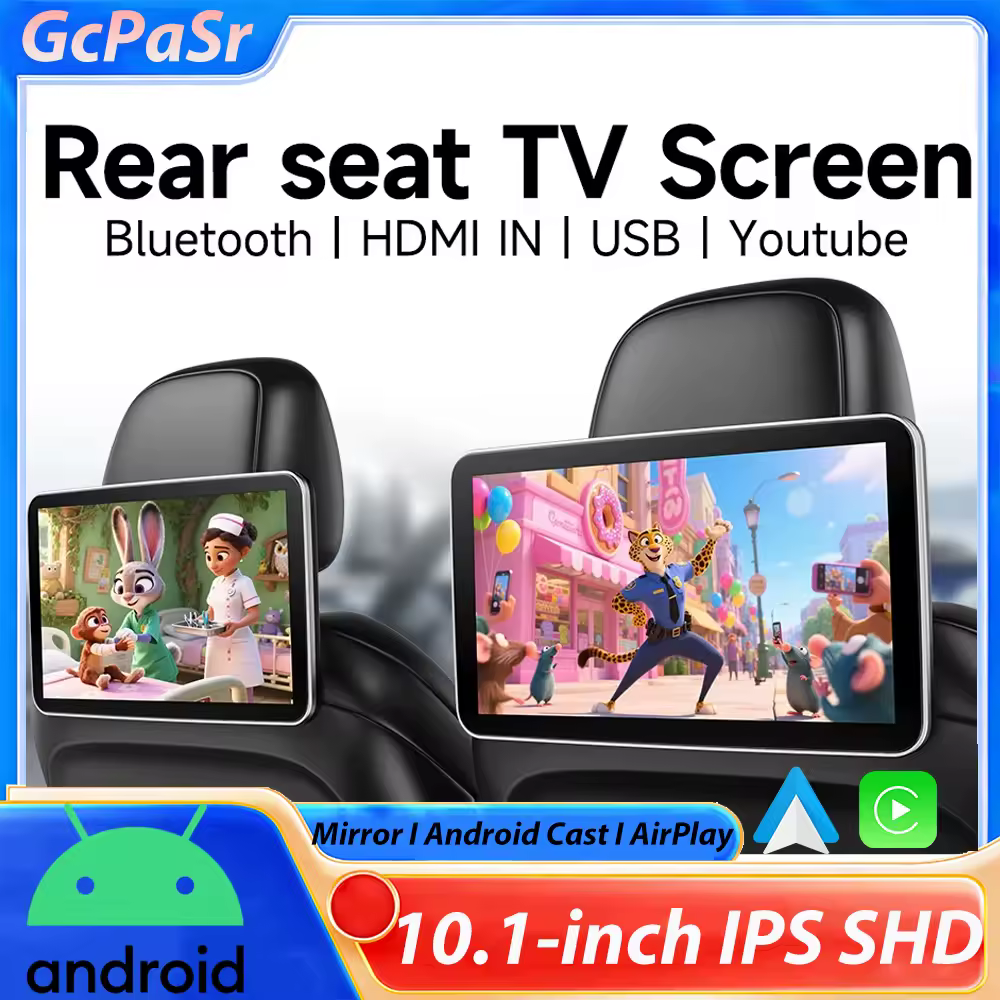 GcPaSr Android Auto CarPlay Car Screens Rear Seat Monitor For Headrest TV Screen WiFi Movie/Netflix/Youtube Online Video Player Похожие на AliExpress
