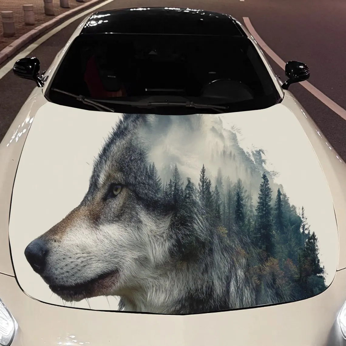 Wild Wolf print,car hood stickers,PVC waterproof Self adhesive car hood sticker,car hood decoration protection stickers,Auto Acc