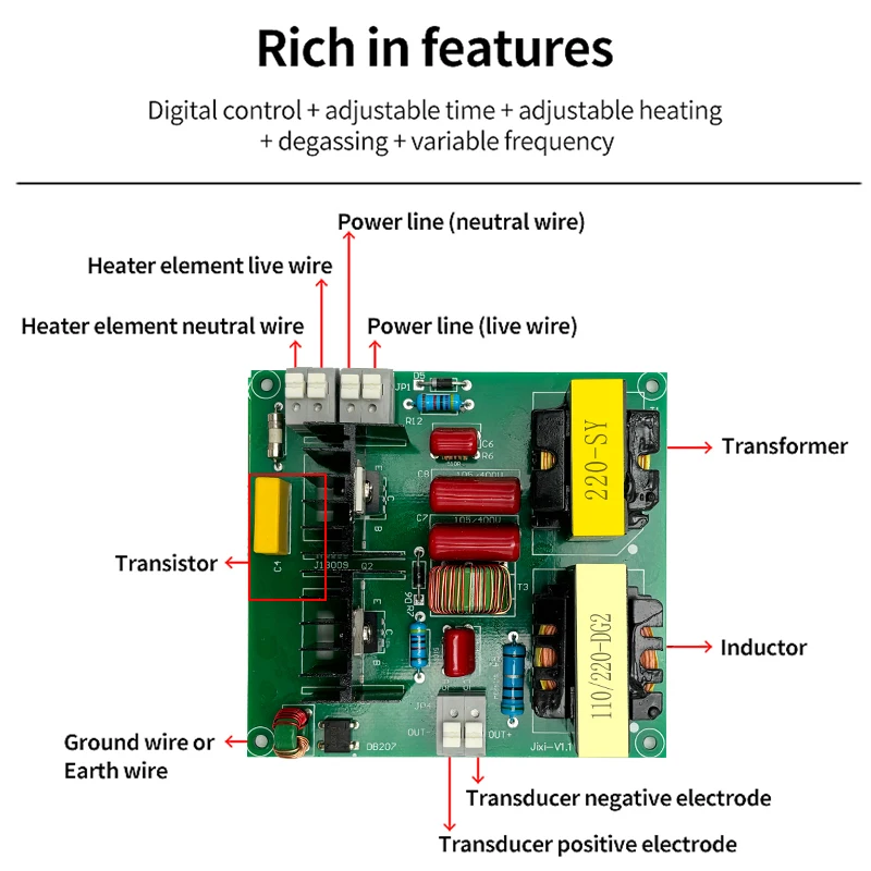 FanYingSonic 40KHz 100W Ultrasonic Cleaner PCB Boards Circuit Board With Transducer For Car Washer Industrial Clean Machine