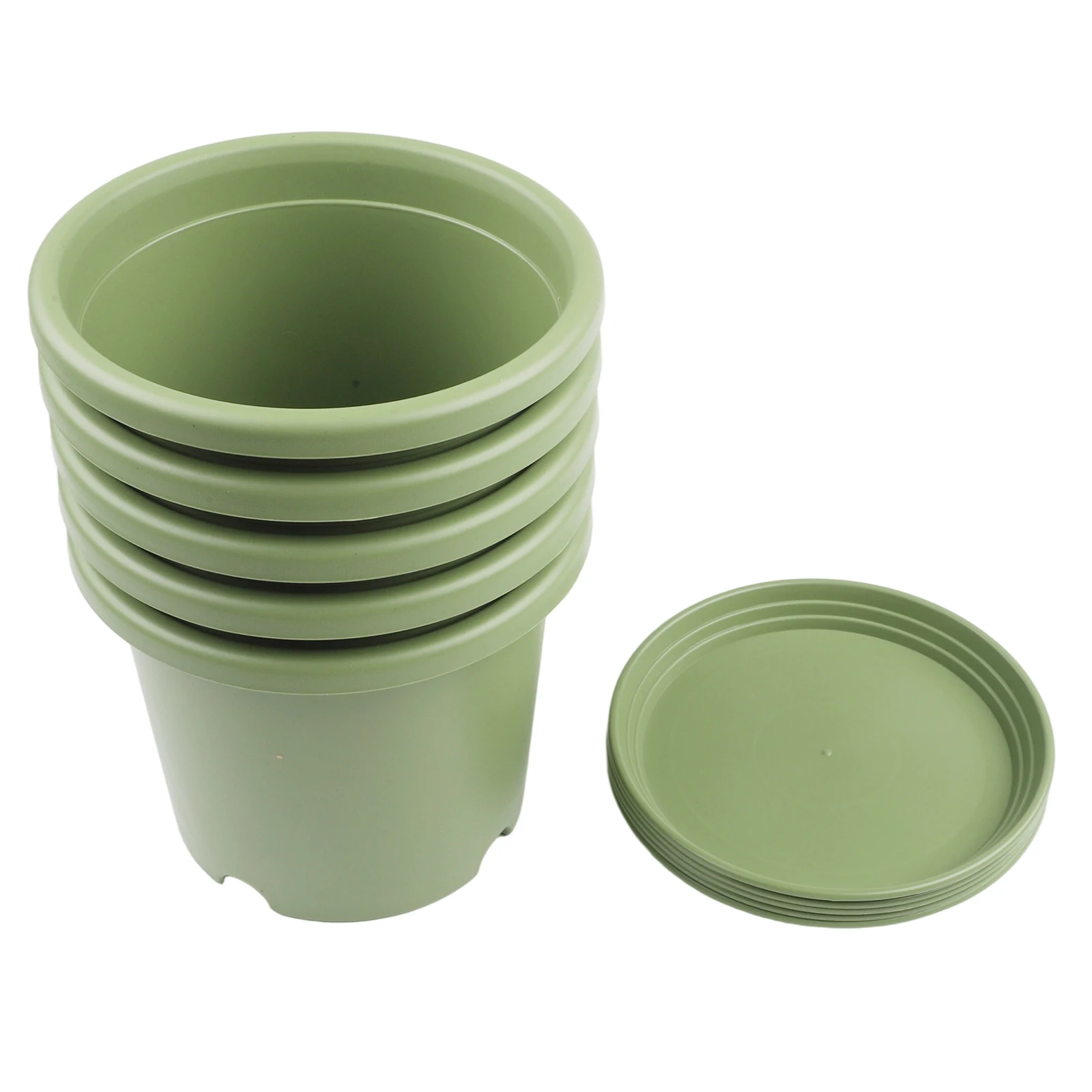 Large Resin Flower Pot Set of 5 with Effective Drainage System and Tray for Maintaining Plant for root Environment