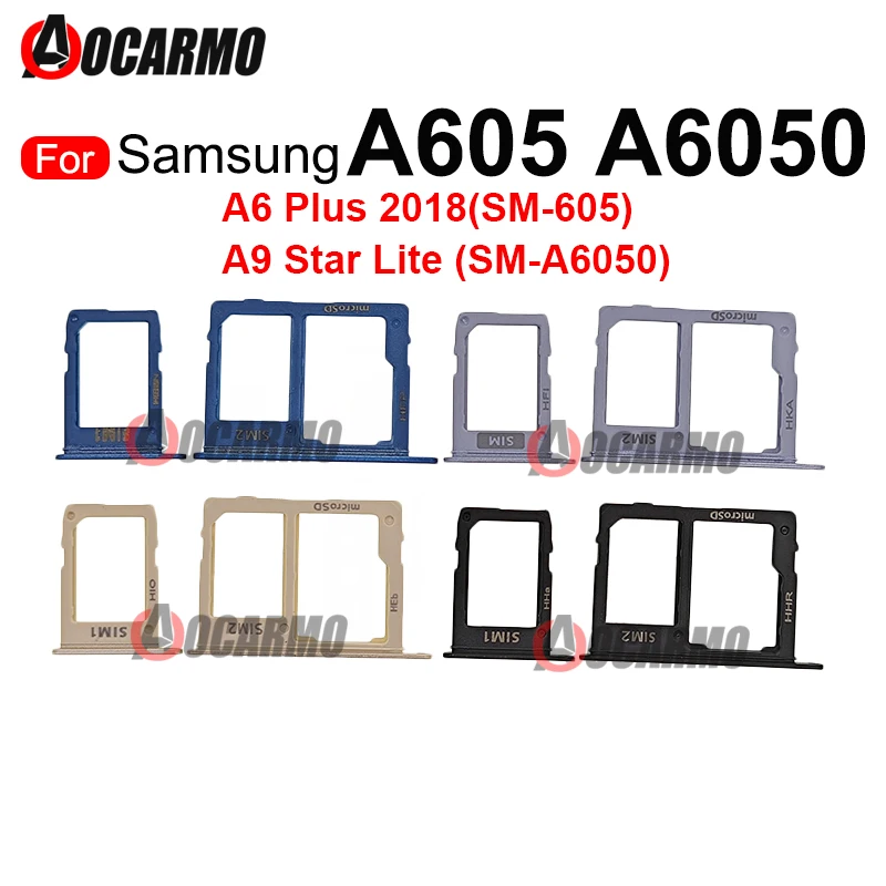 

Aocarmo Dual Sim Card SIM Tray Slot MicroSD Card Holder Replacement For Samsung Galaxy A9 Star Lite A6050 / A6 Plus A605 2018