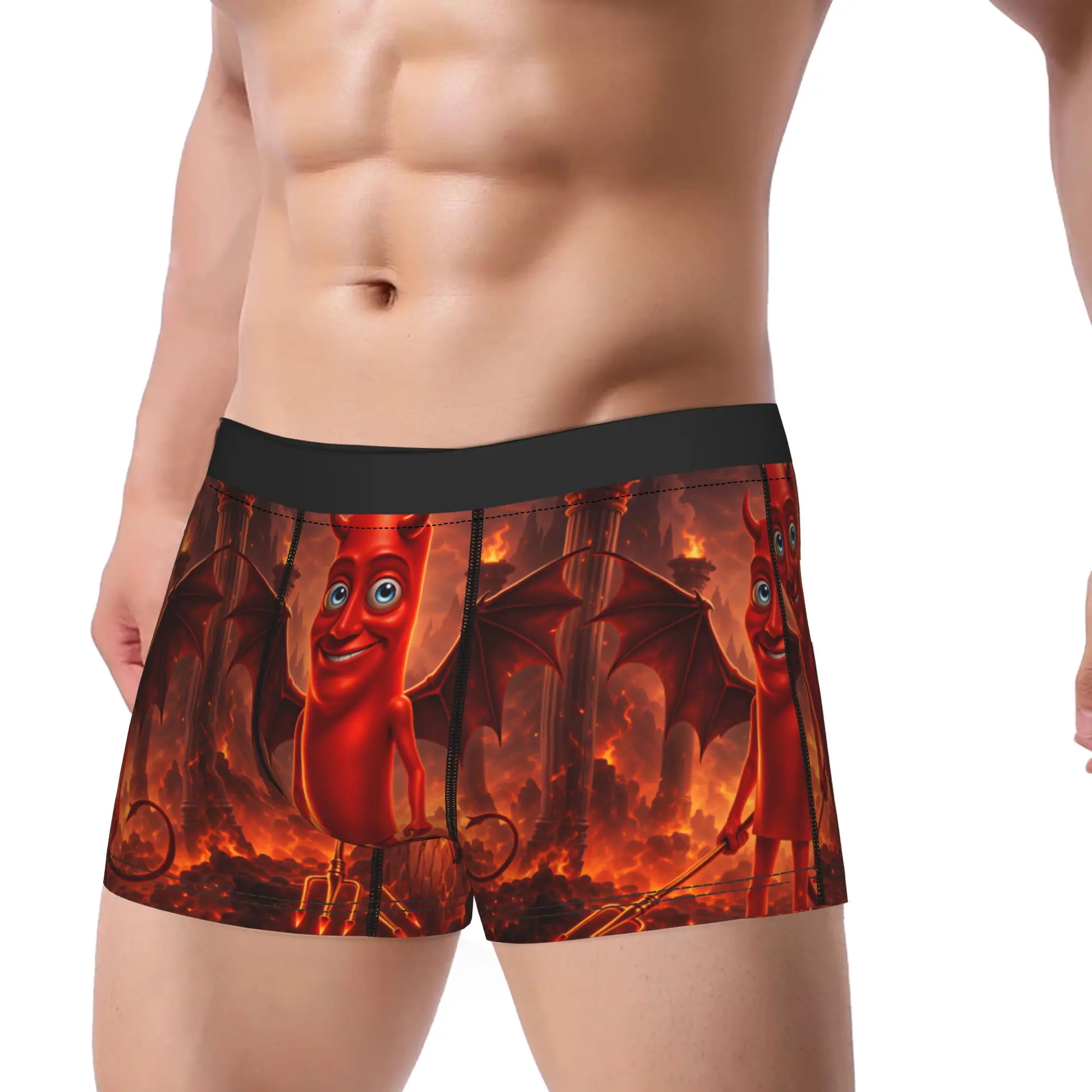 Tung Tung Sahur Devil Demon Hell Fire Evil Boxer Shorts 3D Pouch Underwear Pattern Shorts Briefs Breathable Male Underpants