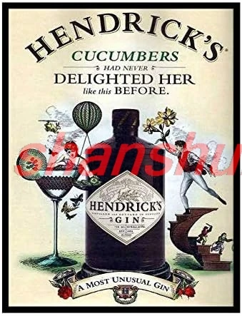 Hendricks Gin Never Delighted Her Like This Before Vintage Style Metal Advertising Wall Plaque Sign 8 X 12 In ALIMAO